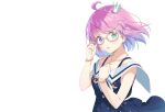  bicolored_eyes blush crown curcumin dress glasses himemori_luna hololive necklace pink_hair short_hair summer_dress third-party_edit white wristwear 