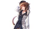  animal_ears brown_eyes brown_hair catgirl final_fantasy final_fantasy_xiv hat midorikawa_you miqo&#039;te ponytail tail white 