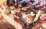  2girls breasts censored hinoa japanese_clothes long_hair male miazi minoto monster_hunter monster_hunter_rise nipples no_bra pointed_ears pubic_hair pussy sex twins 