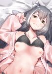  animal_ears bra breasts karyl_(princess_connect) mushi_hara nipples open_shirt princess_connect princess_connect!_re:dive 