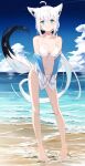  animal_ears bikini hololive hololive_gamers nagishiro_mito open_shirt shirakami_fubuki swimsuits tail wet 