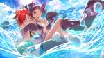  animal_ears bikini k3nzoteruta megane swimsuits tail wallpaper wet yuri 