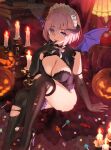  cleavage fate/grand_order halloween heels horns leotard maid mash_kyrielight no_bra thighhighs torn_clothes wings yang-do 