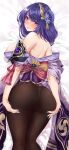  areola ass dakimakura genshin_impact icons_(1452697582) japanese_clothes no_bra open_shirt pantsu pantyhose raiden_(genshin_impact) thong 