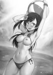  bikini breasts love_live!_nijigasaki_high_school_idol_club monochrome nipples photoshop swimsuits unsfrau wardrobe_malfunction yuuki_setsuna 