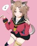  animal_ears garter ichikawa_hinana inumimi moriyama_a seifuku skirt_lift sweater tail the_idolm@ster the_idolm@ster_shiny_colors thighhighs 