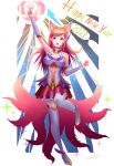  ahri animal_ears cardphone dress kitsune league_of_legends tail thighhighs 