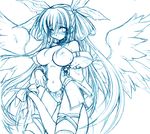  bow breasts dizzy guilty_gear kekocha large_breasts monochrome navel nipples ribbon solo tail tail_bow tail_ribbon thighhighs wings 