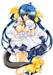  blue_hair bow breasts dizzy guilty_gear large_breasts long_hair maid nipples solo tail tail_bow yukiwo 
