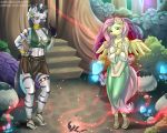  2019 alicorn_amulet breasts cleavage clothed clothing draltruist equine feathers female fluttershy_(mlp) friendship_is_magic glowing magic mammal my_little_pony neck_rings pegasus piercing wings zebra zecora_(mlp) 