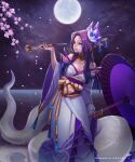  cassiopeia cleavage japanese_clothes league_of_legends monster_girl no_bra open_shirt smoking tagme tail umbrella 