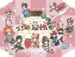  6+boys 6+girls :3 :q animal_on_head anniversary archbishop_(ragnarok_online) armor armored_boots bangs barefoot beret bikini bikini_bottom bird bird_on_head black_bra black_cape black_coat black_footwear black_hair black_headband black_headwear black_pants black_scarf black_wings blonde_hair blue_eyes blue_shirt book boots bow bra breasts brown_eyes brown_hair cabbit cake cape checkered checkered_background chibi chick cleavage closed_mouth coat commentary_request cross crown detached_sleeves dress eyebrows_visible_through_hair flask food fork fruit full_body fur-trimmed_gloves fur_collar fur_trim genetic_(ragnarok_online) gloves goggles goggles_on_head green_eyes green_hair green_shorts grey_hair grey_jumpsuit griffin gryphon_(ragnarok_online) guillotine_cross_(ragnarok_online) hair_between_eyes hair_bow hair_over_one_eye hat head_wings headband holding holding_staff holding_sword holding_weapon instrument jumpsuit_around_waist knife leg_armor light_brown_hair living_clothes long_hair looking_at_viewer lute_(instrument) maestro_(ragnarok_online) mage_(ragnarok_online) marin_(ragnarok_online) medium_hair midriff multiple_boys multiple_girls on_head one_eye_closed open_mouth pants pauldrons pink_background plume poporing poring pouch purple_eyes ragnarok_online ranger_(ragnarok_online) red_armor red_bikini red_bow red_cape red_coat red_dress red_headwear red_scarf reona_amane rideword_(ragnarok_online) round-bottom_flask royal_guard_(ragnarok_online) rune_knight_(ragnarok_online) sailor_hat sandals sarashi scarf shadow_chaser_(ragnarok_online) shirt short_hair shorts shoulder_armor shrug_(clothing) shura_(ragnarok_online) skull_hat_ornament sleeveless sleeveless_shirt slime_(creature) smile sorcerer_(ragnarok_online) sparkle staff star_(symbol) strawberry striped striped_scarf swimsuit sword tabard tongue tongue_out translation_request two-tone_dress underwear waist_cape wanderer_(ragnarok_online) warlock_(ragnarok_online) weapon white_dress white_headwear white_scarf white_shirt white_sleeves wings 