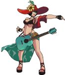  1girl adapted_costume black_hair flower full_body guilty_gear guilty_gear_strive hat i-no looking_at_viewer midriff navel phamoz red_headwear short_hair sunflower sunglasses tinted_eyewear very_short_hair witch_hat 