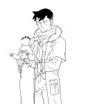  1boy affliction_(darkest_dungeon) ascot bandana coat darkest_dungeon gloves greyscale highwayman_(darkest_dungeon) longcat manhwa meme monochrome overcoat pants short_hair sketch varamill 