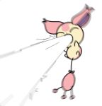  ^_^ animal_focus beam closed_eyes full_body gen_3_pokemon hyper_beam_(pokemon) jumping motion_blur no_humans open_mouth pokemon pokemon_(creature) pokemon_move simple_background sketch skitty solo vilepluff white_background 