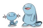  ._. :3 animal_focus black_eyes blank_eyes blue_theme closed_mouth full_body gen_2_pokemon happy no_humans o_o open_mouth pokemon pokemon_(creature) quagsire simple_background smile solid_circle_eyes standing vilepluff white_background wooper 