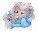  blush brown_eyes cinccino commentary_request crying fang full_body gen_5_pokemon highres kikuyoshi_(tracco) lying no_humans on_back open_mouth pokemon pokemon_(creature) signature solo tears toes tongue 