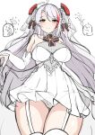  &gt;_&lt; 1girl absurdres antenna_hair azur_lane bangs blush breasts bridal_veil brown_eyes closed_eyes closed_mouth commentary_request dress eyebrows_visible_through_hair folding_fan from_below garter_straps grey_hair hair_between_eyes hand_fan headgear highres large_breasts long_hair looking_at_viewer looking_down manjuu_(azur_lane) moyoron multicolored_hair panties party_popper prinz_eugen_(azur_lane) prinz_eugen_(symphonic_fate)_(azur_lane) red_hair see-through sketch smile streaked_hair thighhighs underwear veil very_long_hair wedding_dress white_dress white_legwear white_panties 