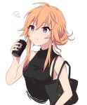  1girl 2_nostg bag brown_hair eyebrows_visible_through_hair hair_bun handbag idolmaster idolmaster_cinderella_girls looking_away ninomiya_asuka purple_eyes short_hair_with_long_locks sleeveless sleeveless_turtleneck solo turtleneck 