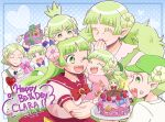  3boys 4girls baby baseball_cap birthday birthday_cake birthday_party bow cake candle candy candy_cane closed_eyes covering_mouth demon_horns english_text family food gift green_hair hat heart horns looking_at_another mairimashita!_iruma-kun manaka_(pdx) multiple_boys multiple_girls one_eye_closed open_mouth pointy_ears red_nails sailor_collar school_uniform sharp_teeth smile teeth valac_clara valac_clara&#039;s_mother valac_keebow valac_konchie valac_ran_ran valac_sin_sin valac_urara 
