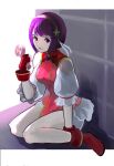  1girl asamiya_athena breasts chinese_clothes fingerless_gloves gloves hair_ornament hairband highres jewelry long_hair medium_breasts meke_(77842928) purple_eyes purple_hair red_hairband smile solo star_(symbol) the_king_of_fighters the_king_of_fighters_xv 