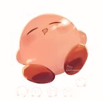  :d :o blush closed_eyes closed_mouth drooling highres kirby kirby_(series) mouth_drool multiple_views no_humans open_mouth signature simple_background smile sofra solo_focus twitter_username white_background 