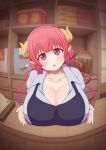  cleavage dress_shirt horns ilulu kobayashi-san_chi_no_maid_dragon open_shirt pointy_ears tagme 