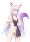  animal_ears areola artist_revision breast_hold kirby_d_a kitsune naked_apron tagme tail undressing 