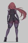  armor ass aster_crowley bodysuit dress fate/grand_order heels scathach_(fate/grand_order) 