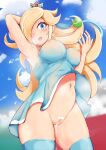  areola censored cum erect_nipples mario_bros. no_bra nopan pussy rosalina see_through skirt_lift tagme tennis thighhighs 