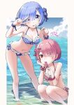  bikini miu_(angelo_whitechoc) ram_(re_zero) re_zero_kara_hajimeru_isekai_seikatsu rem_(re_zero) swimsuits wet 