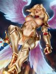  armor breasts kaylee_(league_of_legends) league_of_legends nipples no_bra nopan pubic_hair pussy sword themaestronoob uncensored wings 