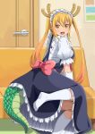  feet horns kobayashi-san_chi_no_maid_dragon maid skirt_lift tagme tail tooru_(kobayashi-san_chi_no_maid_dragon) 