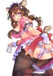  animal_ears ass garter maid no_bra otosume_ruiko pantsu panty_pull pantyhose see_through skirt_lift tail 