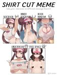  1boy 2girls absurdres adapted_costume alternate_breast_size breast_envy breasts brown_hair chart chin_stroking cleavage_cutout clothing_cutout colored_skin covered_nipples cowgirl_position english_text furry furry_male furry_with_non-furry gen_1_pokemon hat heart heart_cutout heart_pasties hetero highres hilda_(pokemon) hypno hypnosis interspecies meme mind_control multiple_girls multiple_views nyantcha pasties pendulum penis pokemon pokemon_(game) pokemon_bw pokemon_bw2 pussy rosa_(pokemon) sex shirt_cut_meme sideboob small_breasts straddling underboob visor_cap yellow_skin 