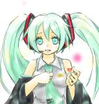  1girl aqua_eyes aqua_hair aqua_neckwear bangs bare_shoulders detached_sleeves hatsune_miku simple_background solo vocaloid 