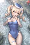  artist_revision barbara_(genshin_impact) cameltoe garter genshin_impact kie_(wylee2212) swimsuits wet 