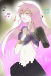  1girl amputee beamed_eighth_notes beamed_sixteenth_notes crying gears long_hair mechanical_parts megurine_luka music musical_note pink_hair singing solo vocaloid wander_last_(vocaloid) 