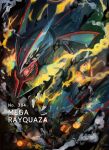  alternate_color black_sclera character_name claws colored_sclera commentary cyan_paper02 dragon eastern_dragon fangs gen_3_pokemon glowing highres legendary_pokemon looking_at_viewer mega_pokemon mega_rayquaza number open_mouth pokedex_number pokemon rayquaza red_eyes shiny_pokemon smoke 