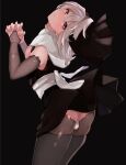  1boy arched_back ass ass_cutout blonde_hair bridal_gauntlets bulge clothing_cutout commentary_request corrin_(fire_emblem) corrin_(fire_emblem)_(male) crossdressing fire_emblem fire_emblem_fates hands_clasped highres looking_at_viewer male_focus otoko_no_ko own_hands_together pointy_ears red_eyes skindentation w_(1999_kyu) 