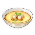  artist_request bowl commentary custard dessert english_commentary food food_focus genshin_impact leaf lotus_seeds lowres mint no_humans official_art still_life third-party_source transparent_background 