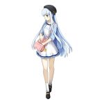  1girl aoki_hagane_no_arpeggio artist_request bag beret black_headwear blue_jacket dress frilled_dress frills green_eyes hat hime_cut iona jacket long_hair looking_down non-web_source official_art sidelocks silver_hair solo transparent_background white_dress 