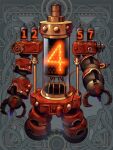  abstract_background dairoku_youhei full_body gears grey_background lights nixie_tube no_humans number robot scales scratches snake sumi0siba 