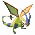  alternate_color bluekomadori claws commentary fang flygon full_body gen_3_pokemon looking_to_the_side no_humans open_mouth pokemon pokemon_(creature) shiny_pokemon simple_background solo white_background 
