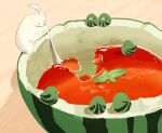  animal bear bird chai_(artist) cropped food fruit nobody original polychromatic watermelon 
