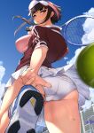 ass gym_uniform jovejun open_shirt pantsu skirt_lift tagme tennis 