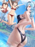  amber_(genshin_impact) animal_ears ass baron_bunny_(genshin_impact) eula_(genshin_impact) genshin_impact limgae swimsuits wet 