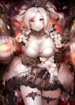  1girl abyssal_ship breasts cannon colored_skin dress drill_hair flower_armlet kantai_collection large_breasts new_light_cruiser_princess orange_eyes revision rigging rui_shi_(rayze_ray) short_dress sidelocks solo thighhighs turret twin_drills twintails white_hair white_legwear white_skin 