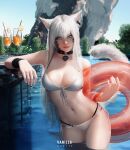  animal_ears aqritz bikini final_fantasy final_fantasy_xiv miqo&#039;te nekomimi swimsuits tail wet 