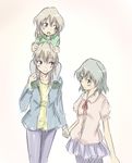  artist_request blonde_hair blue_eyes blush carrying child couple eila_ilmatar_juutilainen family green_eyes if_they_mated ips_cells long_hair mother_and_daughter multiple_girls pantyhose sanya_v_litvyak short_hair shoulder_carry silver_hair smile strike_witches world_witches_series yuri 